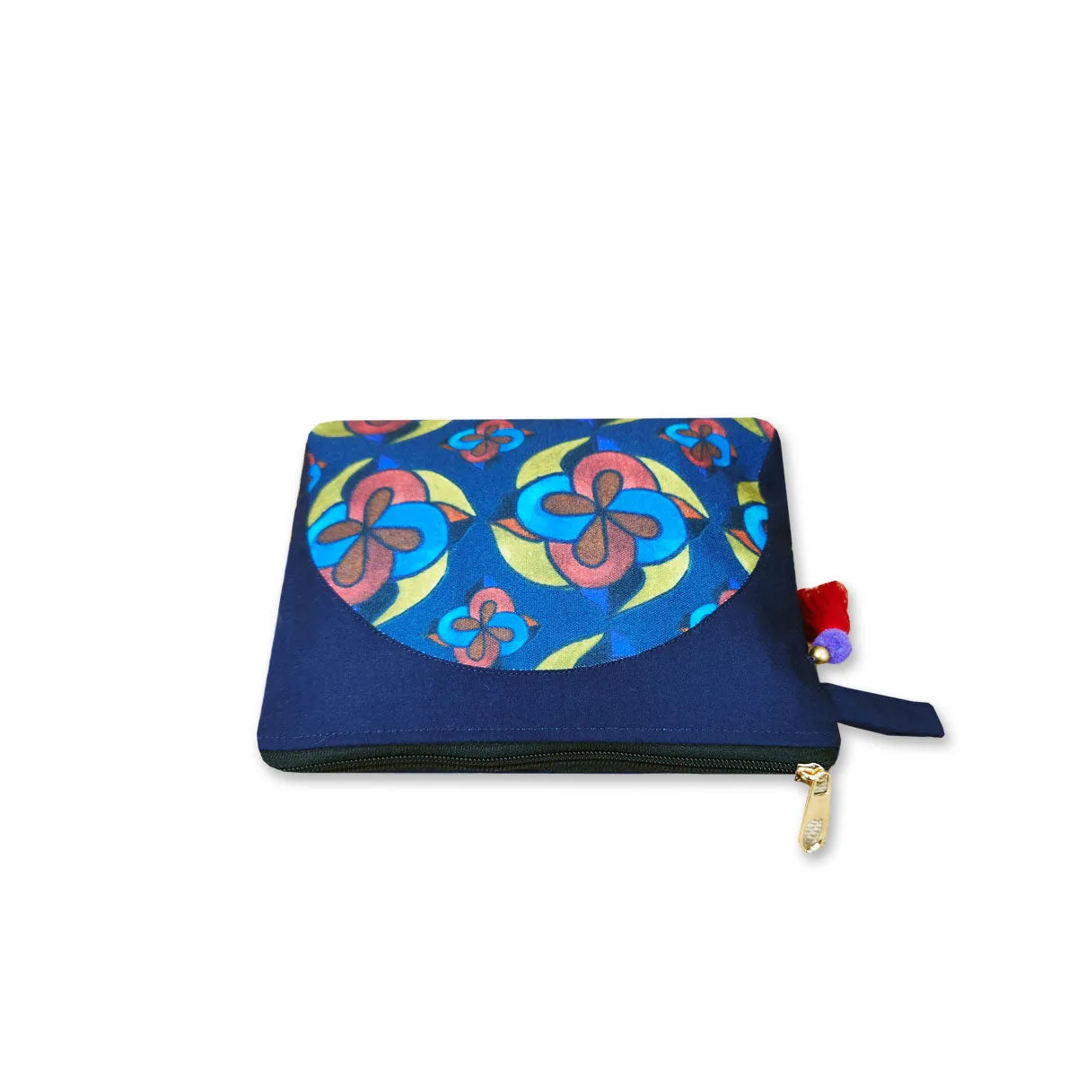 Red Blue Flower Kollam Tote/Pouch Combo