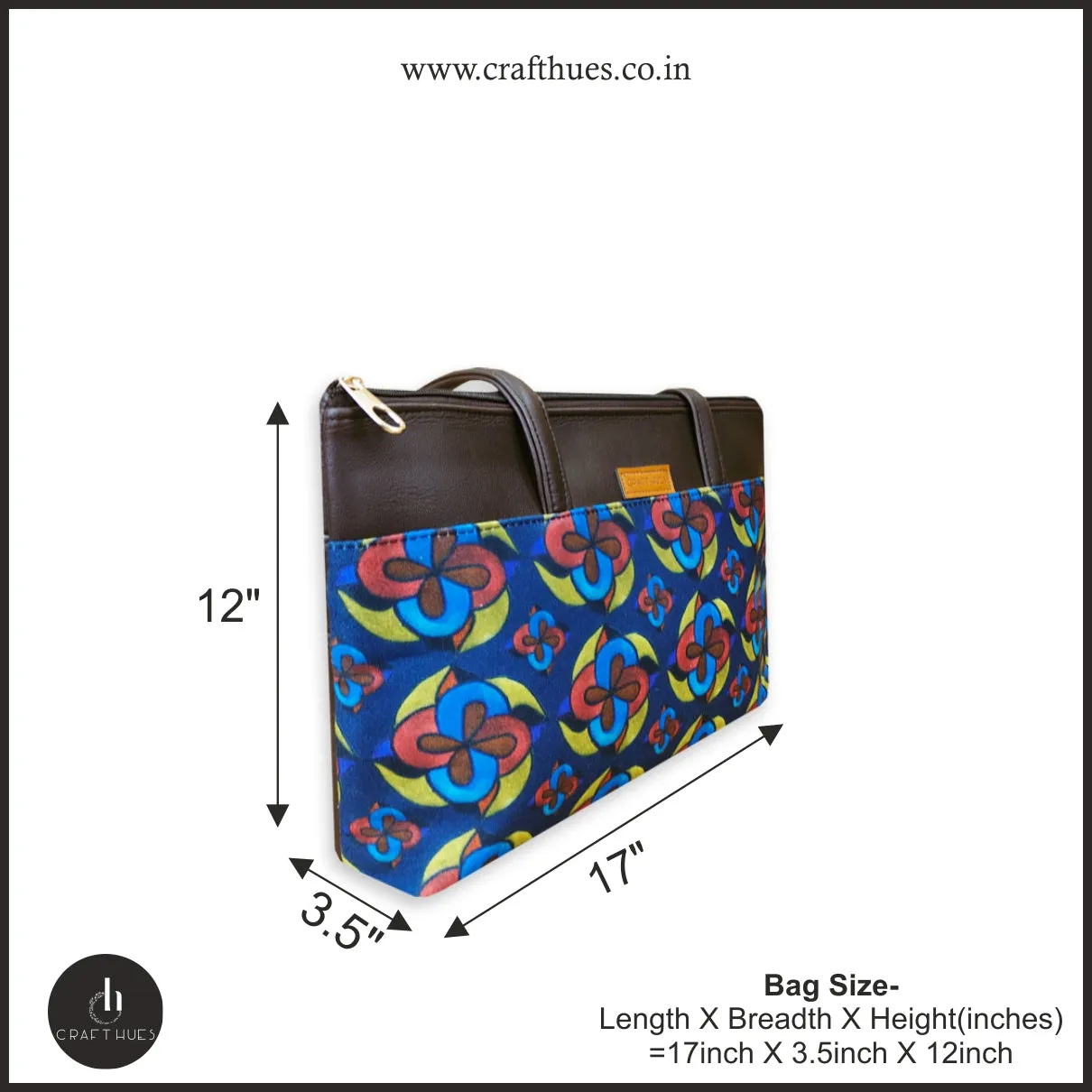 Red Blue Flower Kollam Tote/Pouch Combo