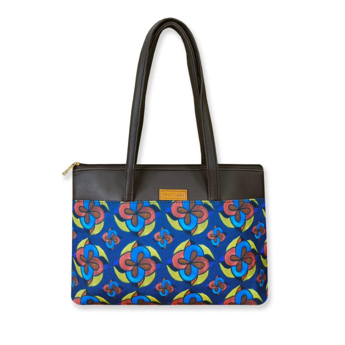 Red Blue Flower Kollam Tote/Pouch Combo