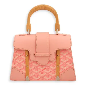 Saigon Structured Mini Powder Pink Top Handle Bag in Goyardine Canvas, Palladium hardware