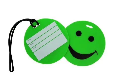 Set of 2 Green Smiley luggage Tag for Travel By Marshal