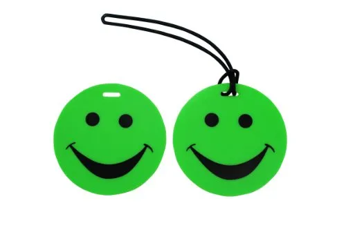Set of 2 Green Smiley luggage Tag for Travel By Marshal