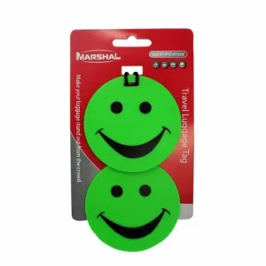 Set of 2 Green Smiley luggage Tag for Travel By Marshal