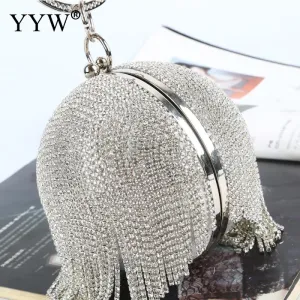 Sliver Diamonds Rhinestone Round Ball Evening Bags 2022