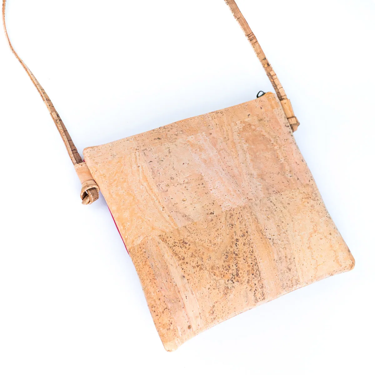 Solid Color Block Triple Zip Women's Cork Crossbody Bag BAGP-237A