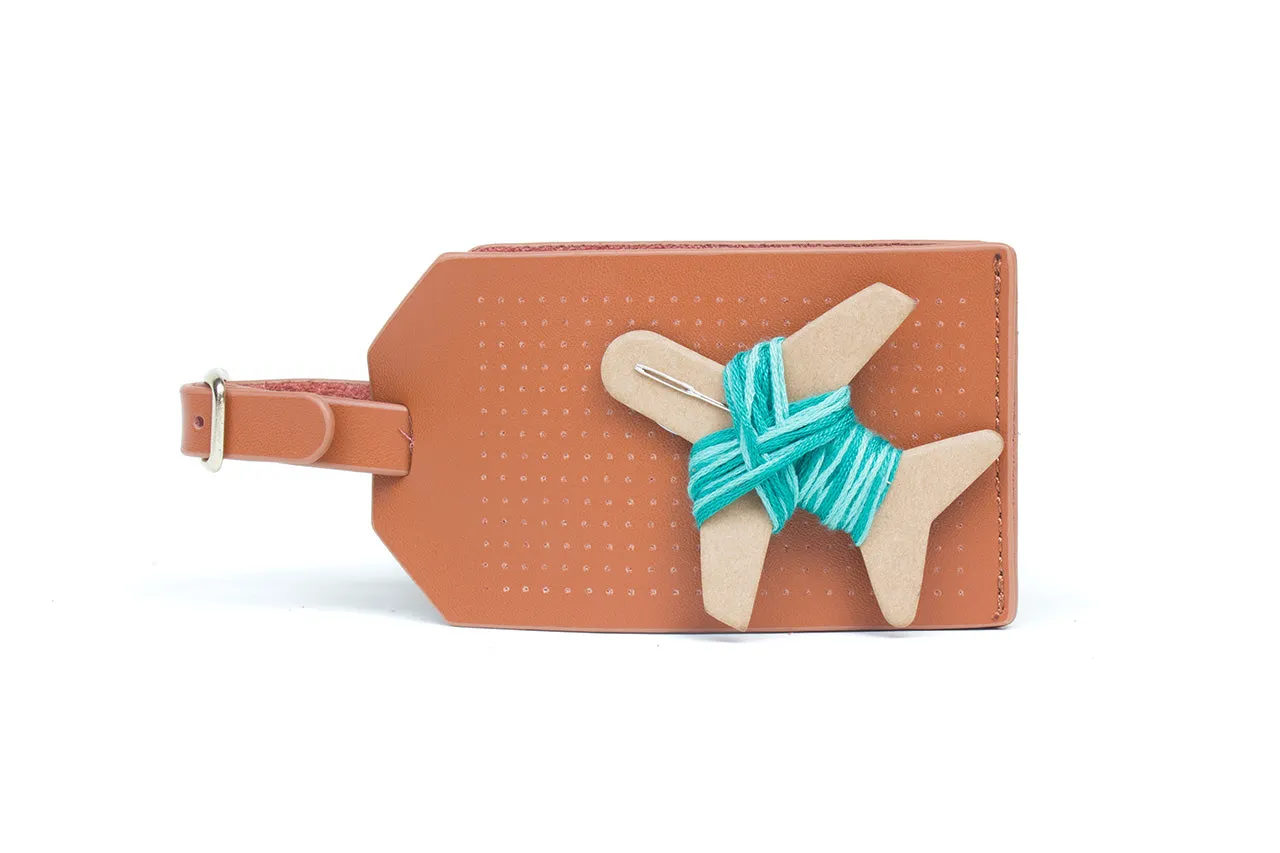 Stitch Luggage Tag - Brown