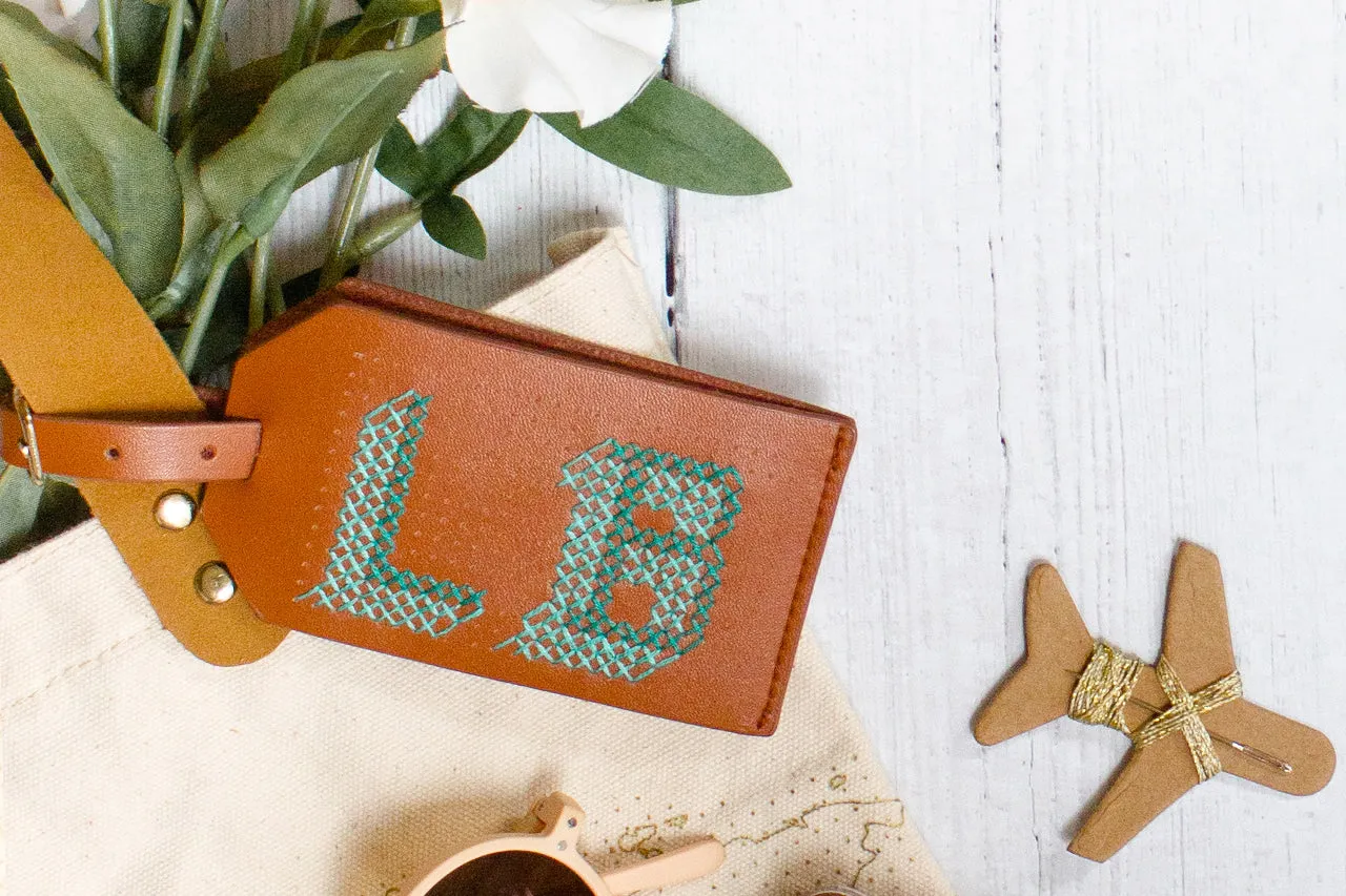 Stitch Luggage Tag - Brown