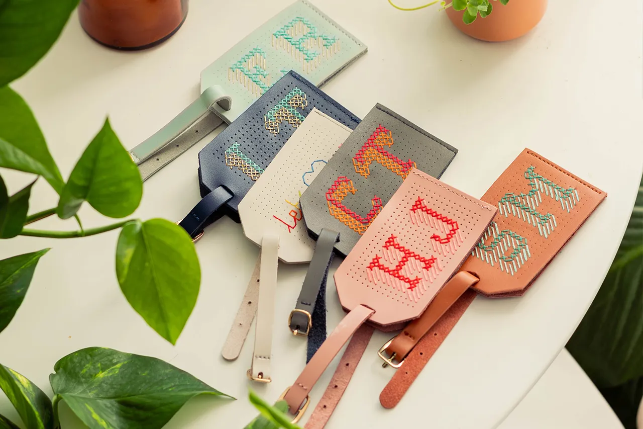 Stitch Luggage Tag - Brown