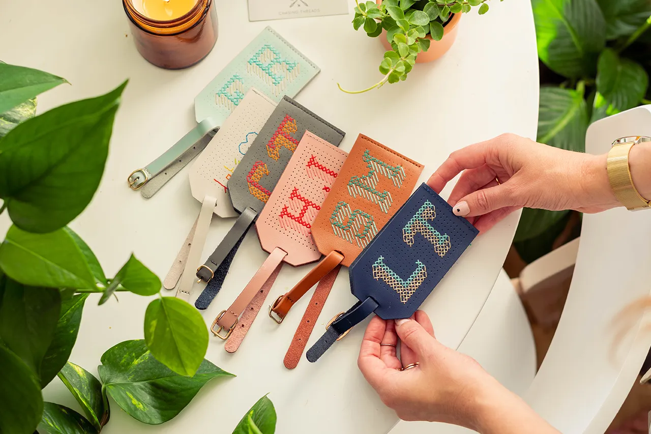 Stitch Luggage Tag - Brown