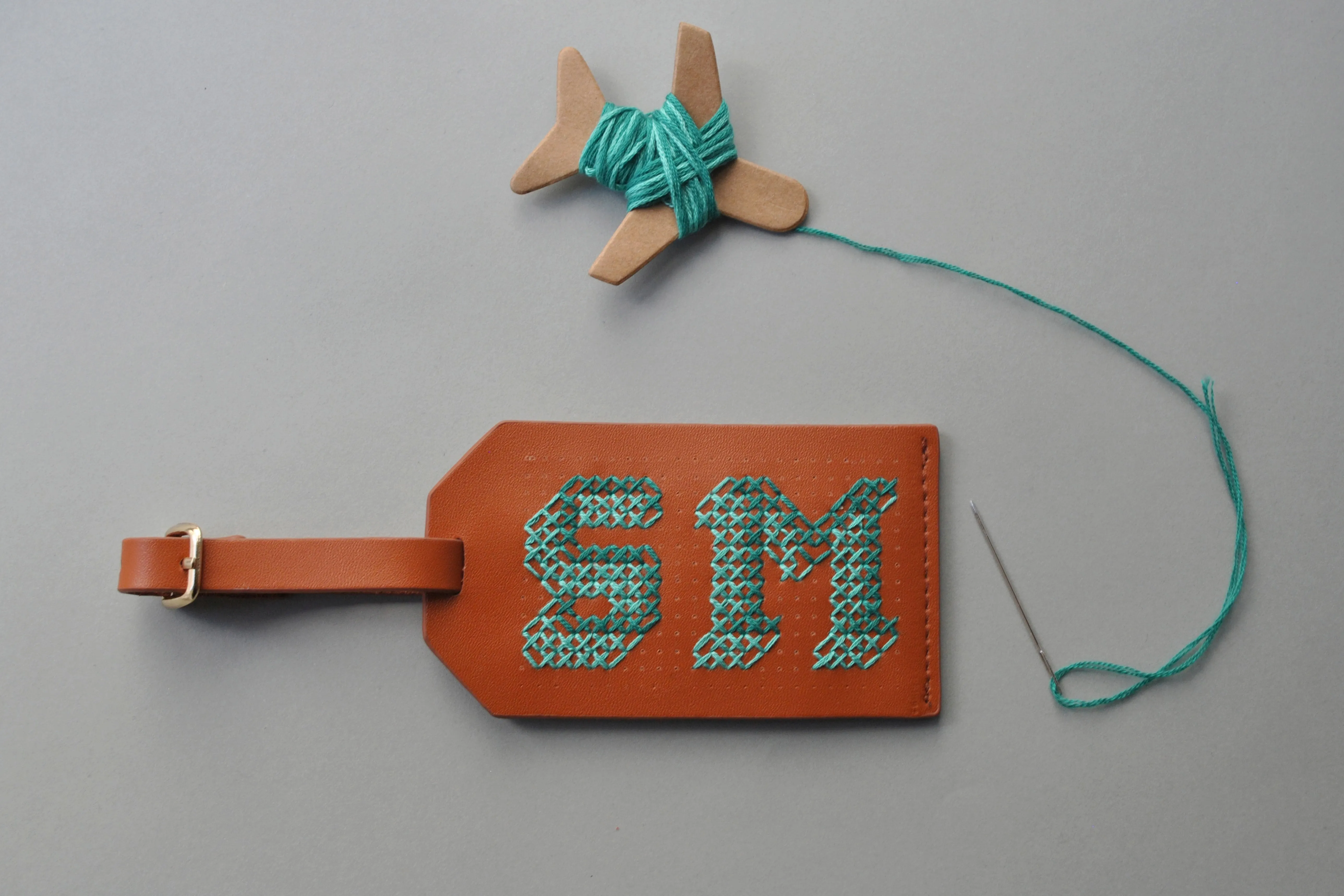 Stitch Luggage Tag - Brown