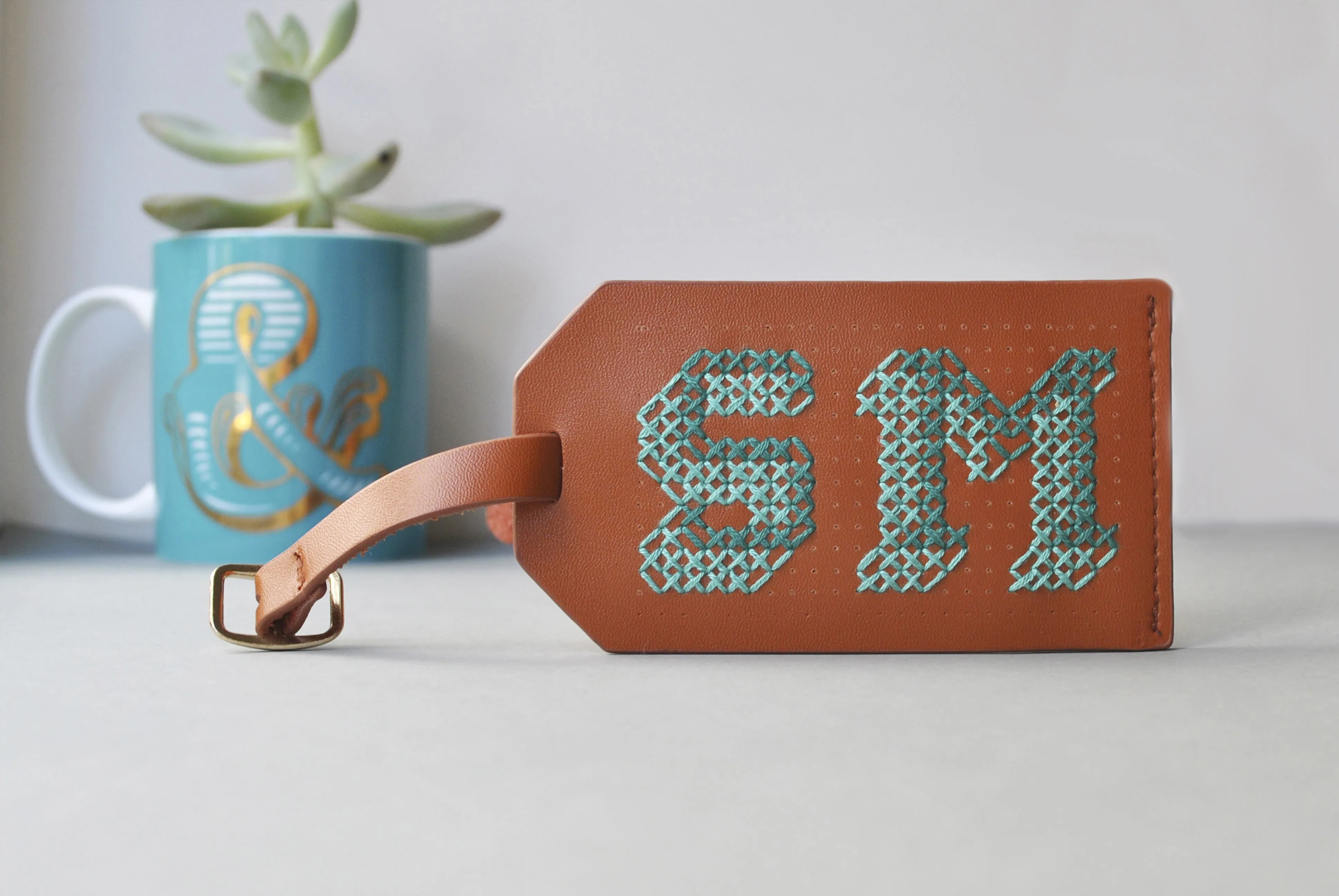 Stitch Luggage Tag - Brown