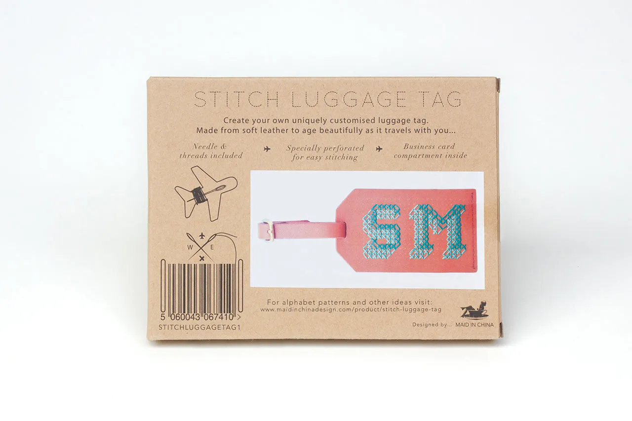 Stitch Luggage Tag - Brown