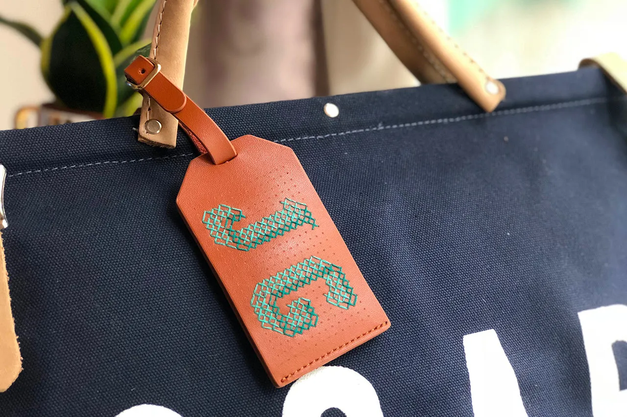 Stitch Luggage Tag - Brown