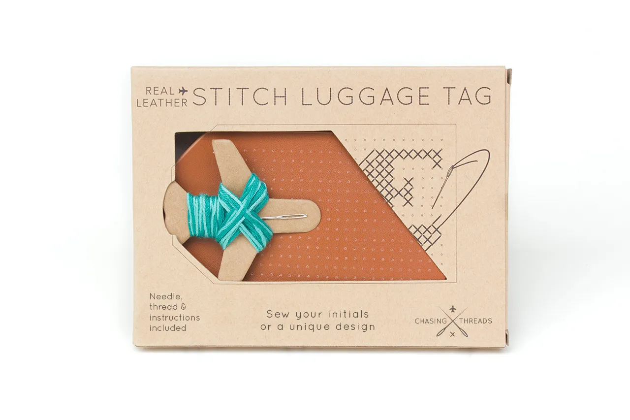 Stitch Luggage Tag - Brown