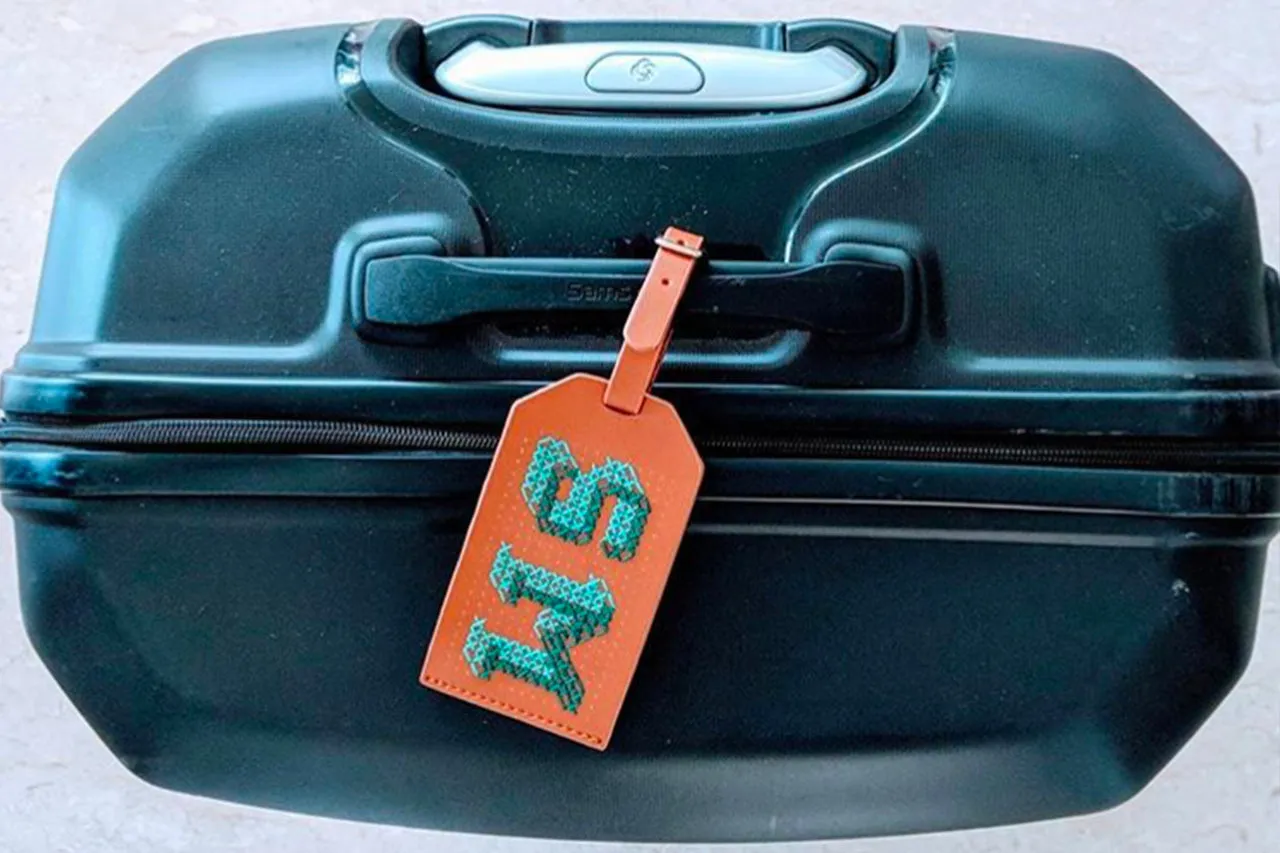 Stitch Luggage Tag - Brown