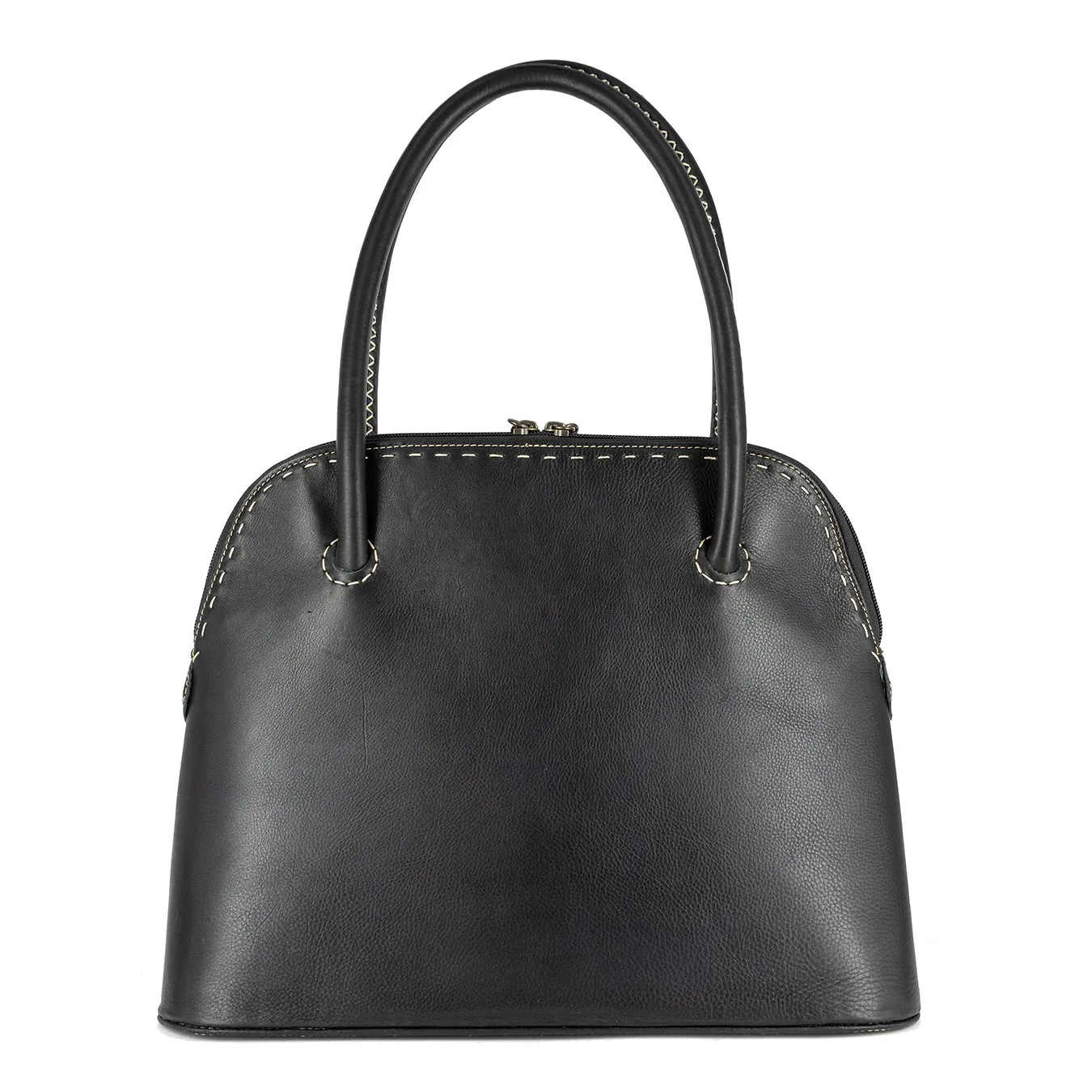 Thina : Ladies Leather Shopper Handbag in Black Delta