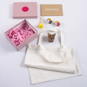 Top Quality Wooden Butterfly Block Printing Kit With White Plain Tote Bag