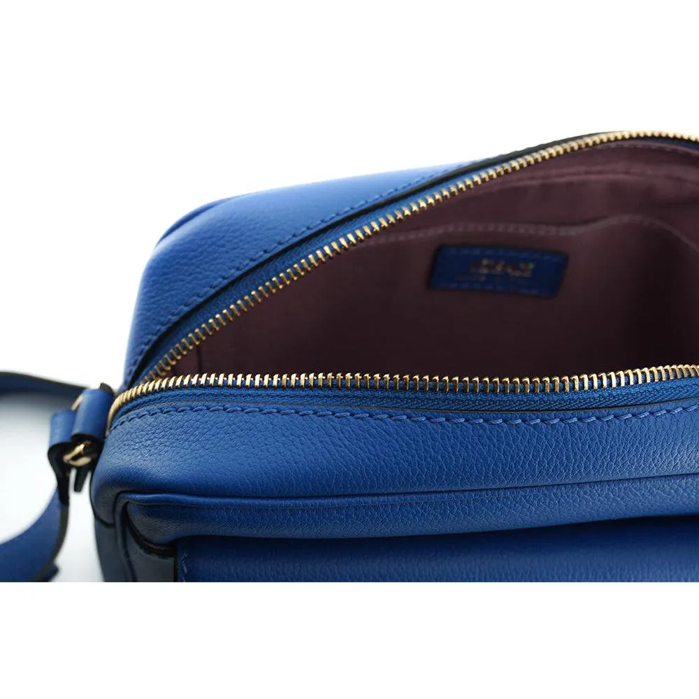 Versace Elegant Blue Calf Leather Camera Case Bag