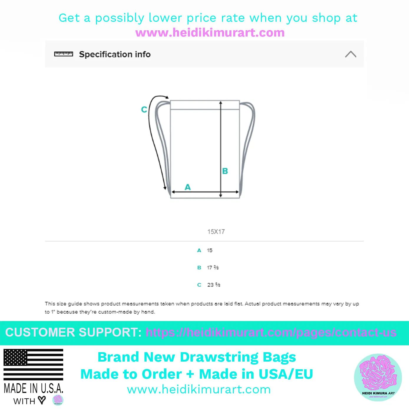White Marble Drawstring Bag, Marbled Print Designer 15x17" Premium Quality Best Drawstring Bag- Made in USA/EU