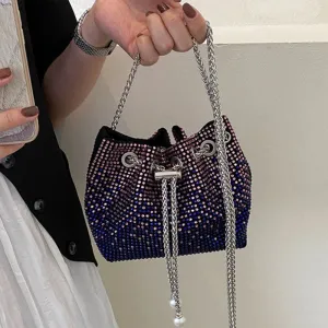 Women Diamond Bucket Bags Drawstring Chain Shoulder Bag for Evening Party Wedding #111
