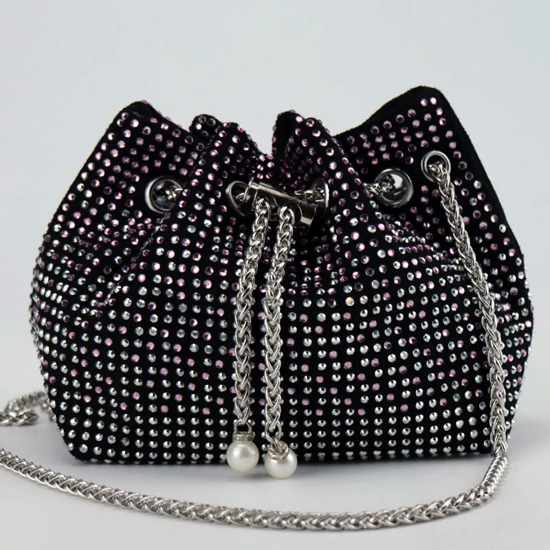 Women Diamond Bucket Bags Drawstring Chain Shoulder Bag for Evening Party Wedding #111