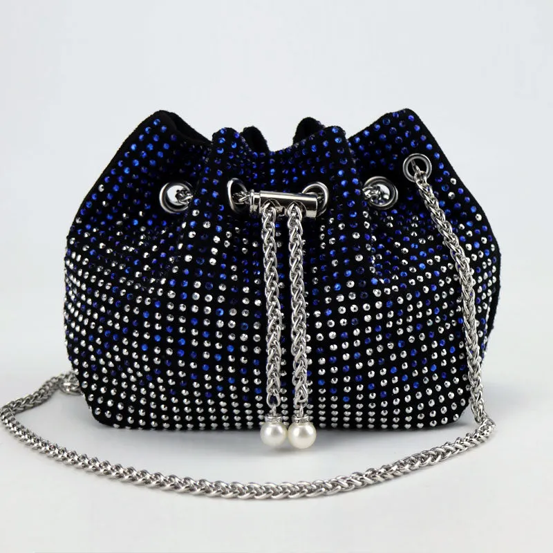 Women Diamond Bucket Bags Drawstring Chain Shoulder Bag for Evening Party Wedding #111
